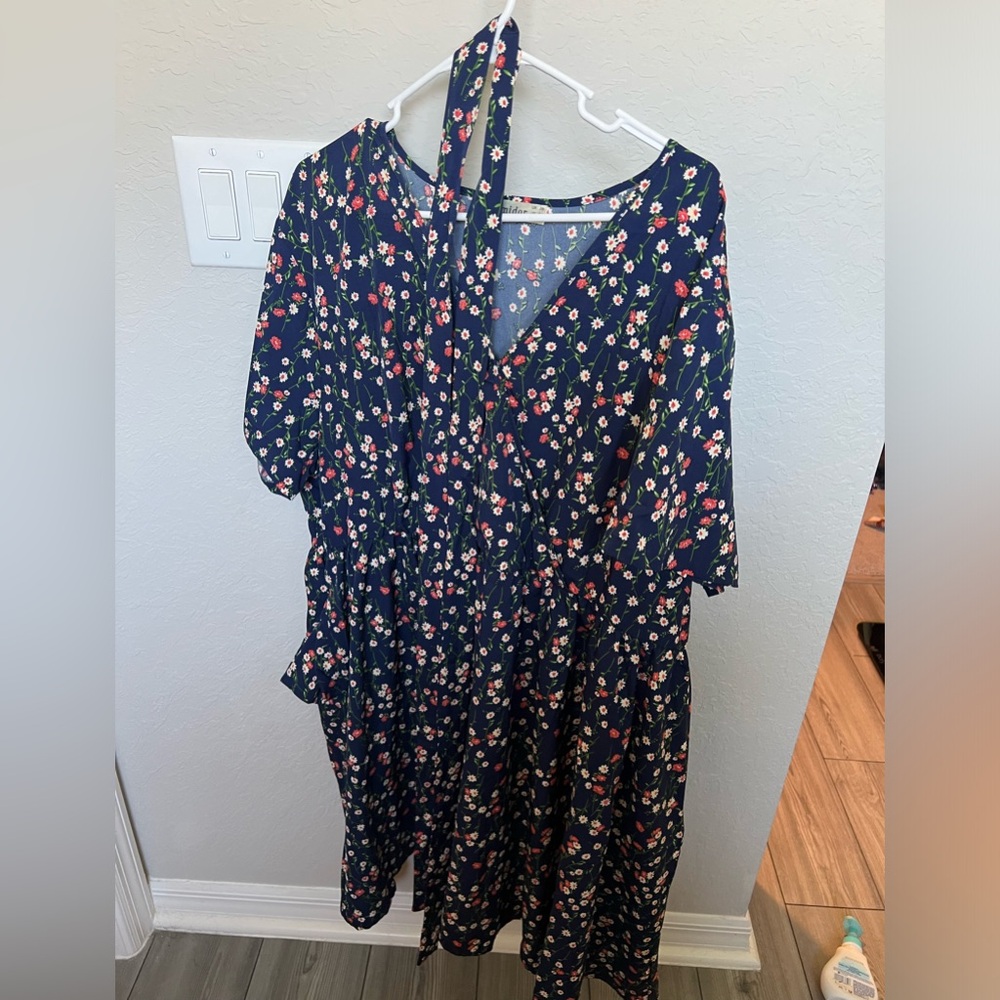Navy blue floral dress
